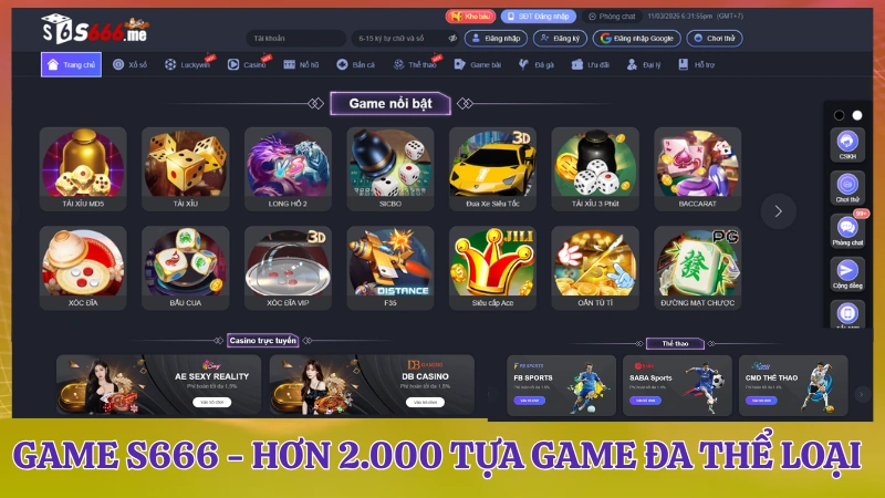 Danh mục game S666 hơn 2000 trò chơi